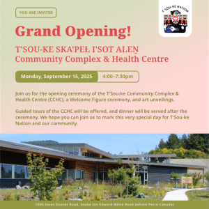Invitation for the T'Sou-ke Community Complex and Health Centre